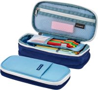 It's Academic Expanding Pencil Case, Portable Pouch for Office & School Supplies, Travel Organizer Bag, Compact, High Capacity, Blue